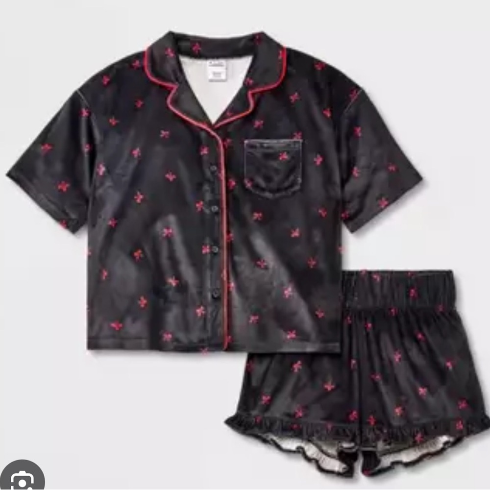 Art Class Black and Red Bow Detail Kids Pajamas